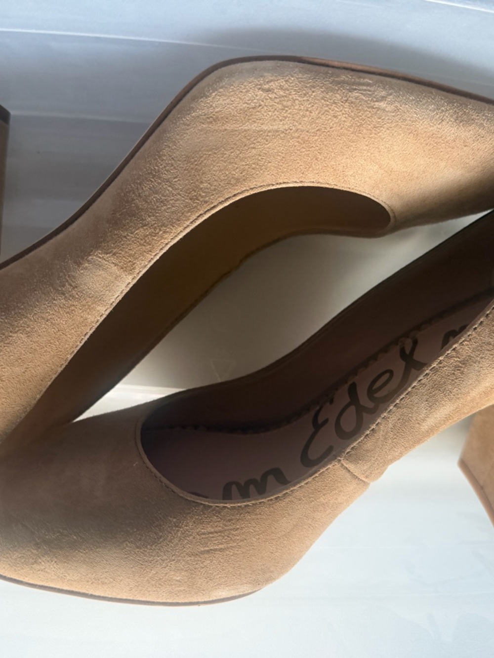 Sam Edelman Tan Suede Round-Toe Pumps